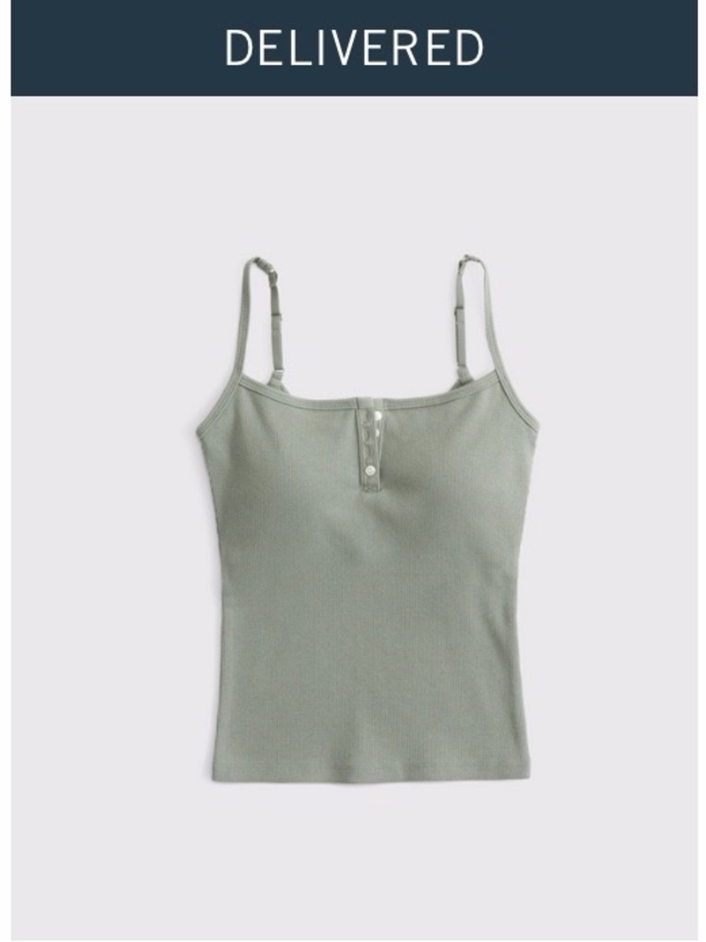 Abercrombie & Fitch Ribbed Henley Cami in Frosty Olive
